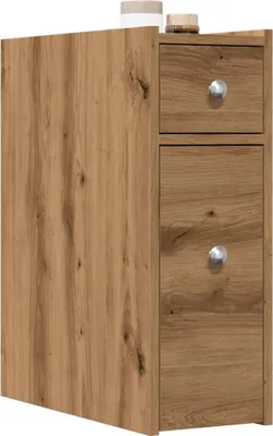 Image de Maison Exclusive - Armoire de salle de bain étroite avec roulettes Chêne artisanal Matériau dérivé du bois