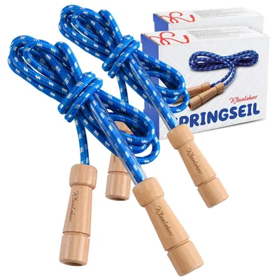 Productafbeelding van Set van 2 Springtouwen voor Kinderen met Houten Grepen, 220 cm