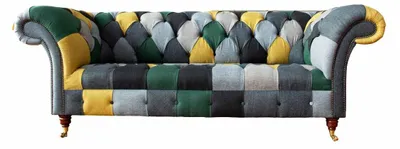 Obrázek produktu pro Klassische Chesterfield Stoff Sofa 3 Sitzer Sitz Couchen Sofas Polster