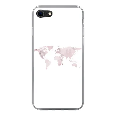 Produktbild von MuchoWow® Handyhülle Schutzhülle Hülle für iPhone SE 2020 Weltkarte - Marmor - Rosa Silikon Softcase Handy Hülle - Kartenbesitzer