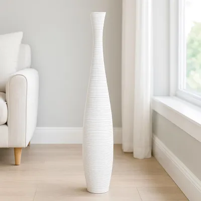Produktbild von Leewadee Hohe Bodenvase 105 cm aus Mangoholz in weiß