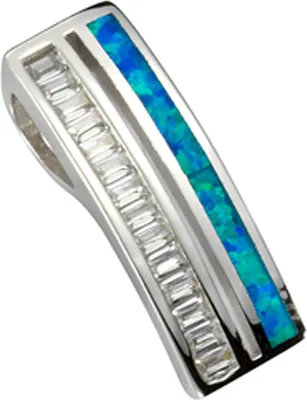 Produktbild von F Anhänger 925/- Sterling Silber 2,0cm weiß synth. Opal 025240064