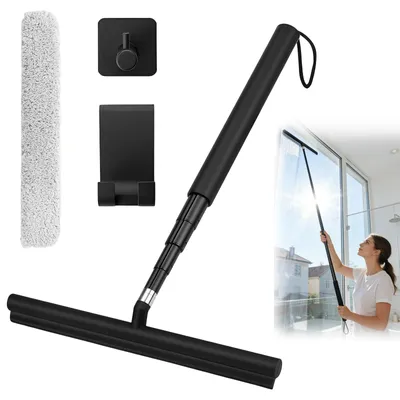 Productafbeelding van Douchewisser Verstelbaar 30-120 cm - Douchewisser Zwart - Vloertrekker Badkamer - Glaswisser - Waterschuiver - Siliconen.