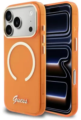 Image de Étui Guess Iml Script Metal Magsafe pour iPhone 17 Pro Orange