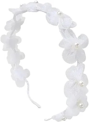 Produktbild von Eleganter Blumen-Haarreif mit Kunstperlen für Bräute, Brautjungfern, Damen und Mädchen