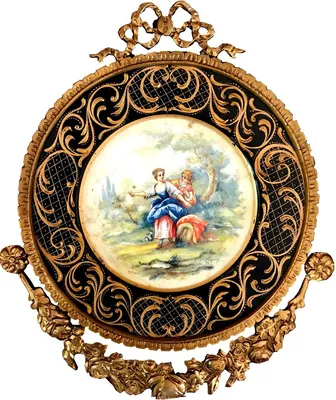 Produktbild von Casa Padrino Barock Keramik Wandbild mit verziertem Rahmen 38 x 32 cm - Barock Wanddeko Wandteller Antik Stil