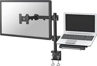Productafbeelding van Neomounts FPMA-D960NOTEBOOK - Bevestigingsset - Volledig verstelbaar - voor LCD-scherm/laptop - Zwart - Beeldschermgrootte: 25,4-68,6 cm (10"-27") - Bevestiging door klemmen, montage op tafel