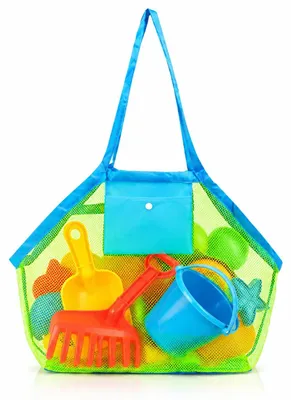 Strandspielzeugtasche, groß, 2 Stück, Netztasche, grün