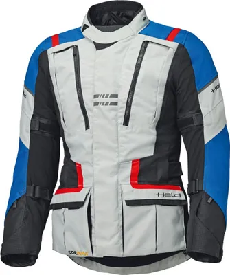 Produktbild von Held Hakuna Matata 3 wasserdichte Motorrad Textiljacke, hellgrau/blau/rot, L