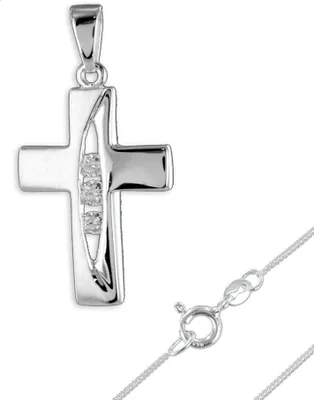 Produktbild von Kreuz Kette 925 Silber mit Zirkonia Anhänger ohne Kette