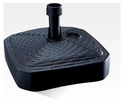 Produktbild von Sonnenschirmständer quadratisch anthrazit Rattanoptik aus Kunststoff, befüllbar mit Sand, Wasser oder Kies für Garten, Strand, Terrasse