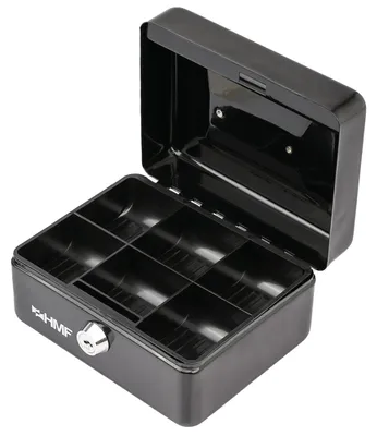 Geldkassette mit Münzeinsatz von HMF mit 15 cm Breite in Schwarz