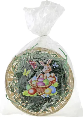 Produktbild von Osterkörbchen Bambus mit grünem Ostergras Ø 20 cm natur