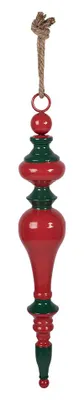 Imagen del producto de Adornos navideños de Clayre & Eef, forma redonda, diámetro 9 cm, altura 57 cm, color rojo y verde, material: metal