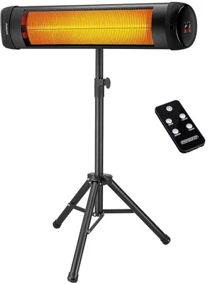Image de Radiateur de terrasse infrarouge - 2500 W - Noir - Électrique - Avec télécommande - Pour extérieur