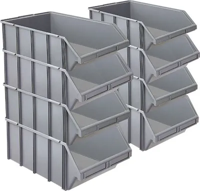 Produktbild von 8 XXL Sichtlagerkästen, LxBxH 570/450x437x245 mm, 48 Liter, grau