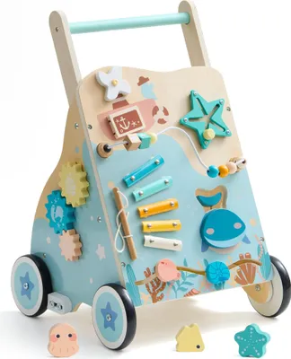 Produktbild von ROBUD Lauflernwagen Holz,Baby Lauflernhilfe,Baby Walker,Meeresthema