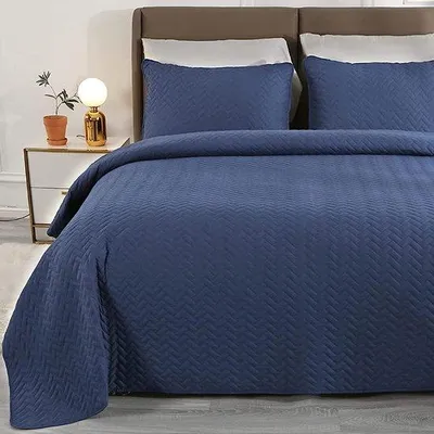 Imagen del producto de Famanu, juego de edredón de 170 x 210 cm, color y azul. Set de 3 piezas que incluye 2 fundas de almohada de 50 x 70 cm