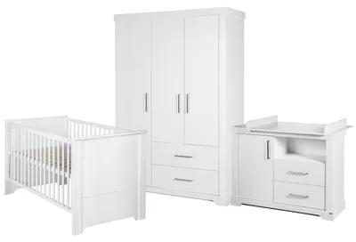 Produktbild von roba Möbelset 'Maxi', inkl. Kombi-Bett 70 x 140 cm, Wickelkommode und 3-türigem Kleiderschrank, weiß