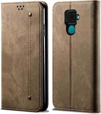 Image de Huawei Mate 30 Lite Case, étui portefeuille en cuir avec fermeture magnétique et fonction stand pour Huawei Mate 30 Lite Khaki
