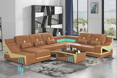 Produktbild von Wohnlandschaft Sofa U Form Ecksofa Designersofa Braun Eckgarnitur
