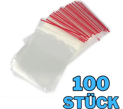 Produktbild von HUGBERT Zip Beutel Set 100 Stück 70x100 mm - Baggys - Robuste Druckverschlussbeutel - Wiederverschließbare Beutel zu Einer Besseren Organisation