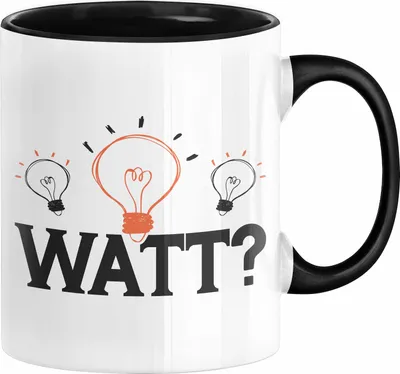 Produktbild von Elektriker Tasse Geschenk Watt Spruch Männer Elektrik Kaffee-Becher (Schwarz)