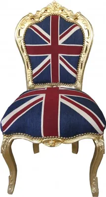 Produktbild von Casa Padrino Barock Esszimmer Stuhl Union Jack / Gold - Möbel Antik Stil