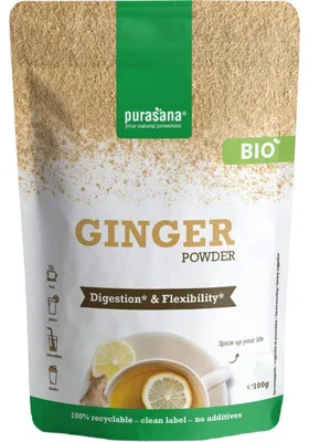 Immagine prodotto di Purasana Ginger Powder 100 g - Polvere di zenzero pura e naturale per la cucina e la salute
