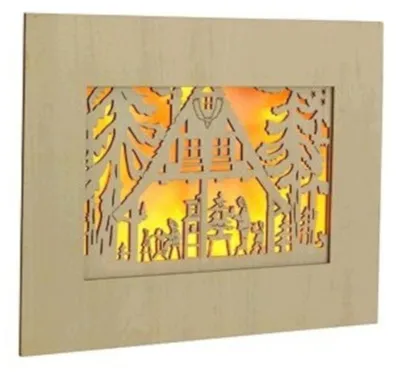 Produktbild von LED beleuchtetes Wandbild aus Holz Weihnachtsdeko Wanddeko Wandaufhänger Bild