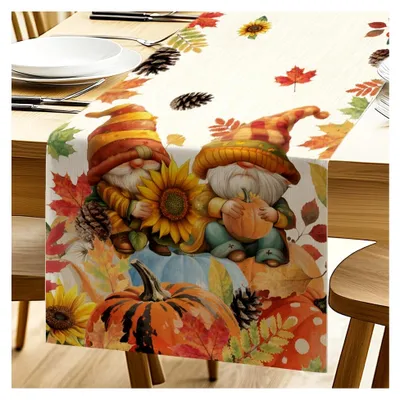 Produktbild von Tischläufer Zwerg und Laub, Saisonnal Sommer Küche Tisch Dekoration Drinnen Urlaub Party Dekor 33x183 cm