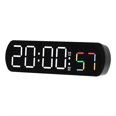Productafbeelding van Digitale LED wandklok / wekker – Temperatuur- en luchtvochtigheidsindicator – Nachtmodus en snooze-functie – 12/24-uursweergave – Wit
