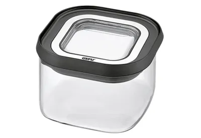 Zdjęcie produktu dla GEFU PANTRY, Pojemnik, Prostokątny, 0,4 l, Czarny, Przezroczysty, Szkło borokrzemowe, Plastik, Silikon, Stal nierdzewna, 110 mm