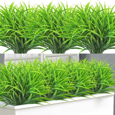 Image de Lot de 16 plantes artificielles, aspect réaliste, plantes artificielles résistantes aux intempéries pour l'extérieur, gazon résistant aux UV pour le balcon, l'intérieur et la décoration de jardin.