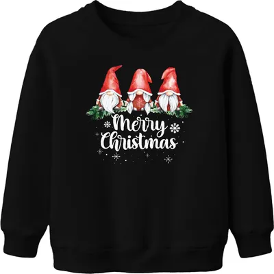 Zdjęcie produktu dla Wesołych Świąt Christmas Gnome Gnome Sweden - prezent świąteczny Christmas Uni Kids Christmas Jumper, czarny, 152