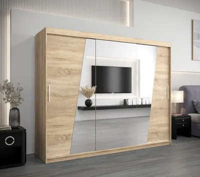 Produktbild von Schwebetürenschrank GABRIELA – Breite 250 cm, Eiche Sonoma