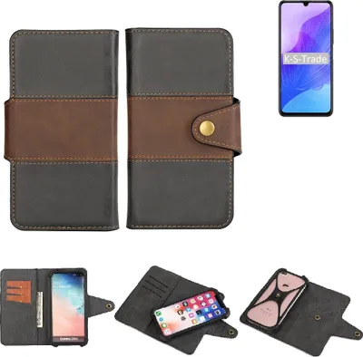 Produktbild von K-S-Trade Handyhülle Schutzhülle Hülle Bookstyle Wallet-Case kompatibel mit Huawei Honor 30 Lite Bumper Rundumschutz schwarz-braun 1x