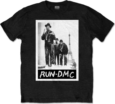 Immagine prodotto di Run DMC - Maglietta "Paris" per uomo/donna Unisex RO7846 (L) (Nero)