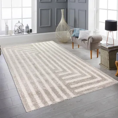 Image de Tapis moelleux à poils longs Moderne & Confortable beige Taille - 160 x 230 cm