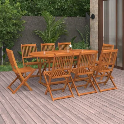 Produktbild von ZMH 9-tlg. Garten-Essgruppe 180x90x75 cm Massivholz Akazie