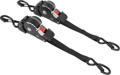Immagine prodotto di 2 cinghie a cricchetto, 2,5 cm x 3 m, riavvolgibili automaticamente, carico di rottura di 1760 libbre, cinghia di tensione con gancio a S per barche, moto d'acqua, motociclette, ATV