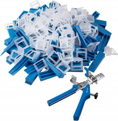 Produktbild von HÖGERT TECHNIK Nivellierklemmen, Keile und Zangen für Fliesen 3 mm, 201 Stück - Robustes Werkzeug-Set