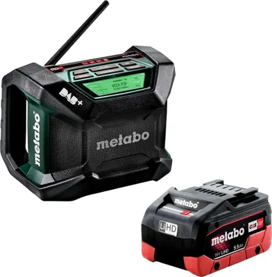 Produktbild von Metabo Radio R 12-18 DAB+ und BT Bluetooth + Akku 18 V 5,5 Ah LiHD Akku-Pack