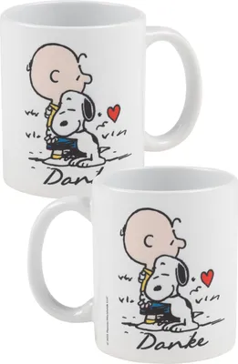 Produktbild von The Peanuts Snoopy Tasse - Danke Charlie Brown Kaffeetasse Becher Kaffeebecher aus Keramik Geschenk Weiß 320 ml
