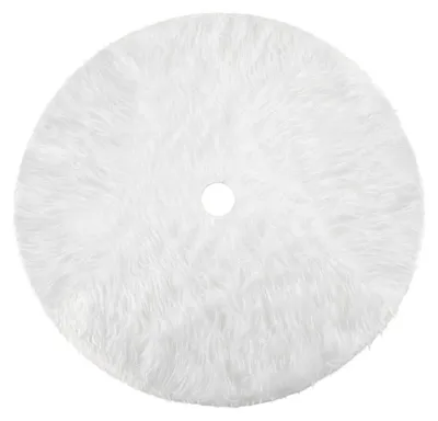 Weihnachtsbaumdecke 79 cm, weiß, Plüsch, rund, Schneeflocken