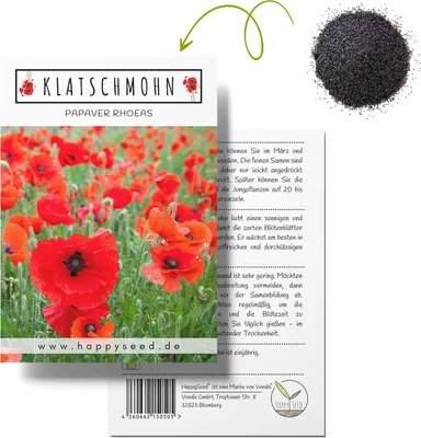 Produktbild von Klatschmohn Samen (Papaver rhoeas) - Wunderschön blühende Mohnblumen mit langer Blütezeit für eine bunte Blumenwiese (Rot)