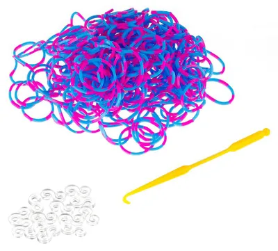 Produktbild von Mucola Loom Bänder Blau zweifarbig pink/blau 200 Stück – DIY Gummibänder für Armbänder, kompatibel mit allen Loom-Boards, reißfest & elastisch, Bastelspaß für Kinder & Erwachsene