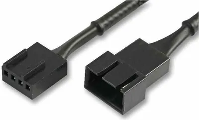 Produktbild von Akasa PWM fan extension cable, 0,3 m, 4-pin PWM, 4-pin PWM, Nickel, Schwarz, 80 mm