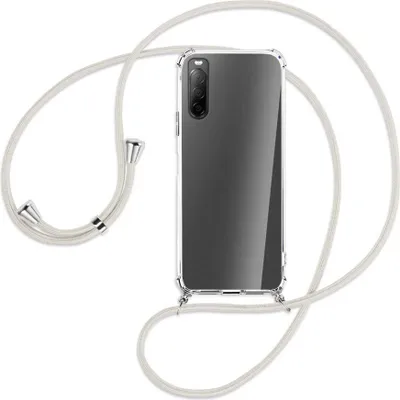 Produktbild von Handykette Backcover-Schutzhülle mit Band (Metall silberfarben) für Sony Xperia 10 II - broken white