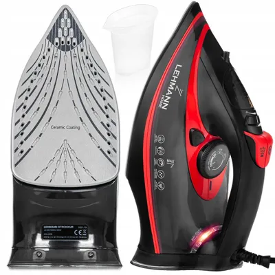 Produktbild von Lehmann 3000-W-Dampfbügeleisen mit Keramiksohle und größerem Wassertank (380 ml)